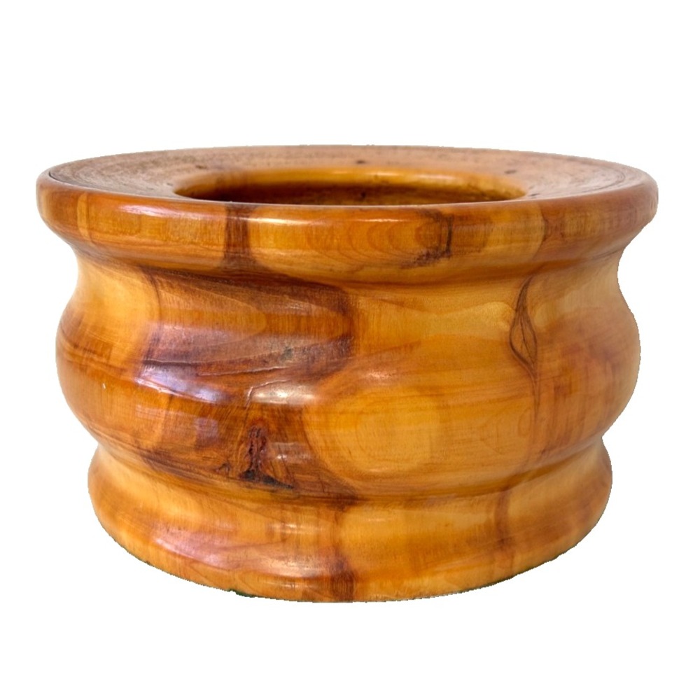 Vintage Spalted Hand Turned Wood Bowl Felt Bottom Cottagecore Farmhouse Decor